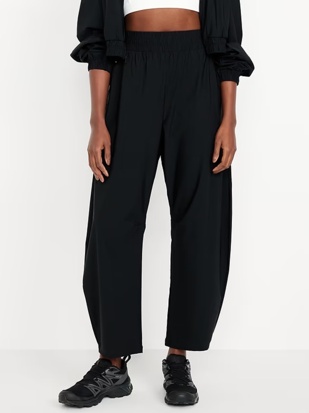 Old Navy High Waisted SleekTech Barrel Pants Petite XS PXS black jack sold out